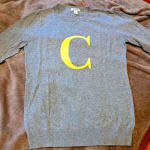 Old Navy C letter sweater gray and green XS